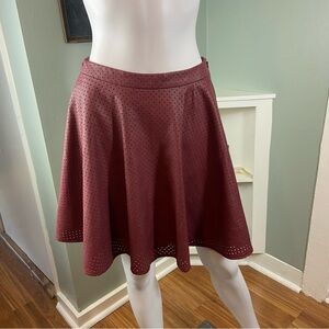 Sunday in Brooklyn Anthropologie Perforated Faux-Leather Mini Skater Skirt Sz 6P